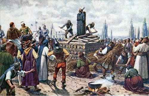 Depiction of God's General John Hus being burnt at the stake